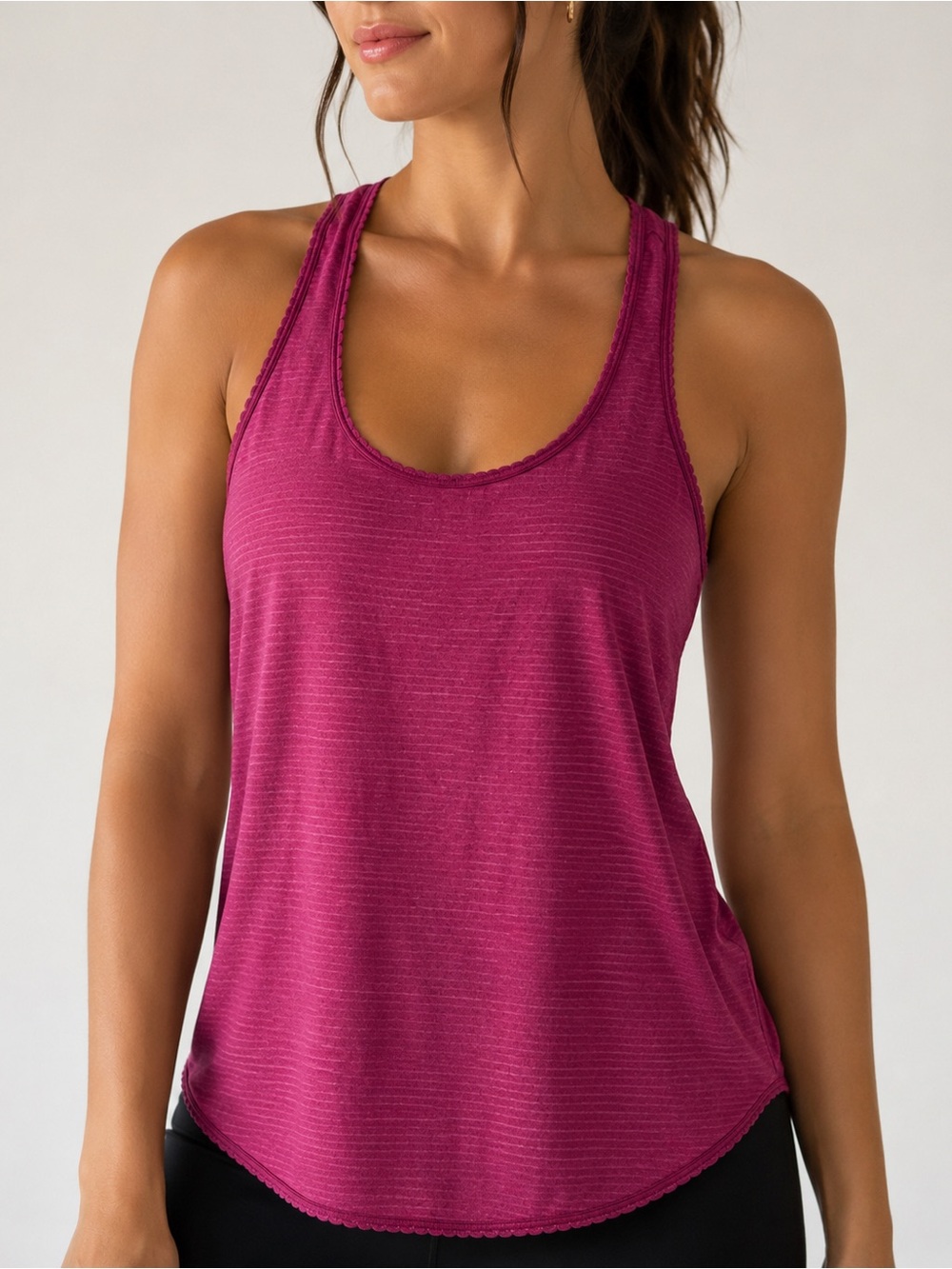 Lululemon Heathered Pink Racerback Tank Top Relaxed Fit Size 8/10